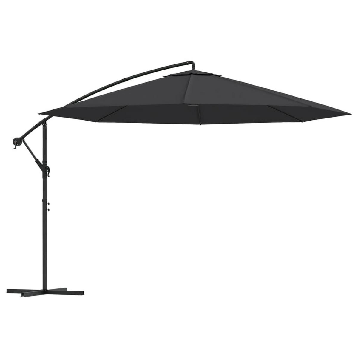 SONNENSCHIRM rund MARC 350 cm Schwarz UV-Schutz - Schwarz, Metall (350/350cm) - DELUKE