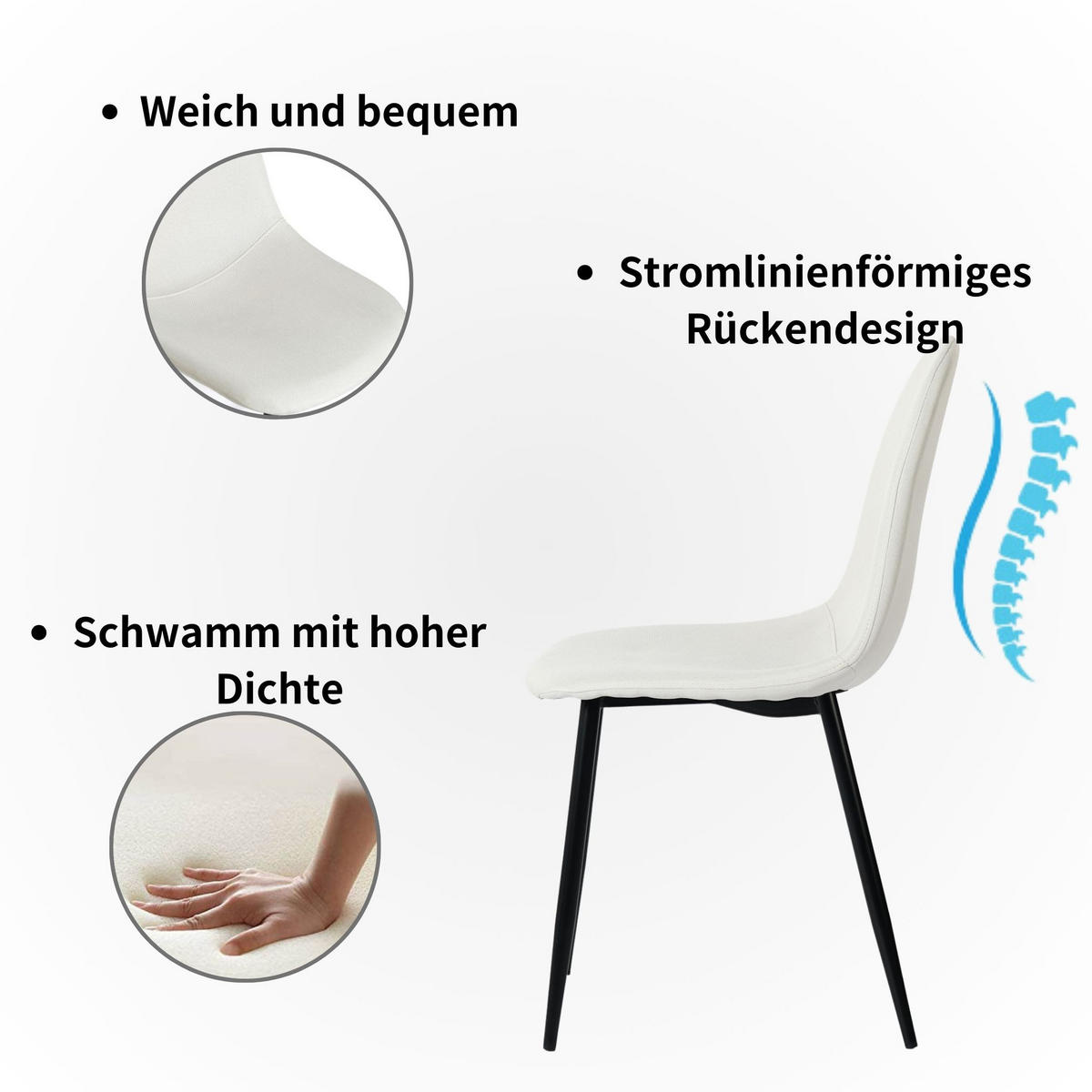 ESSTISCH SET Weiß und gebrochenes Weiß - Beige/Weiß, Holzwerkstoff/Metall (70/75/110cm) - Urban Meuble