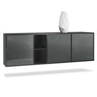 SIDEBOARD Cuba Türen in Grau Hochglanz - Grau, Holzwerkstoff (182/53/35cm) - Vladon