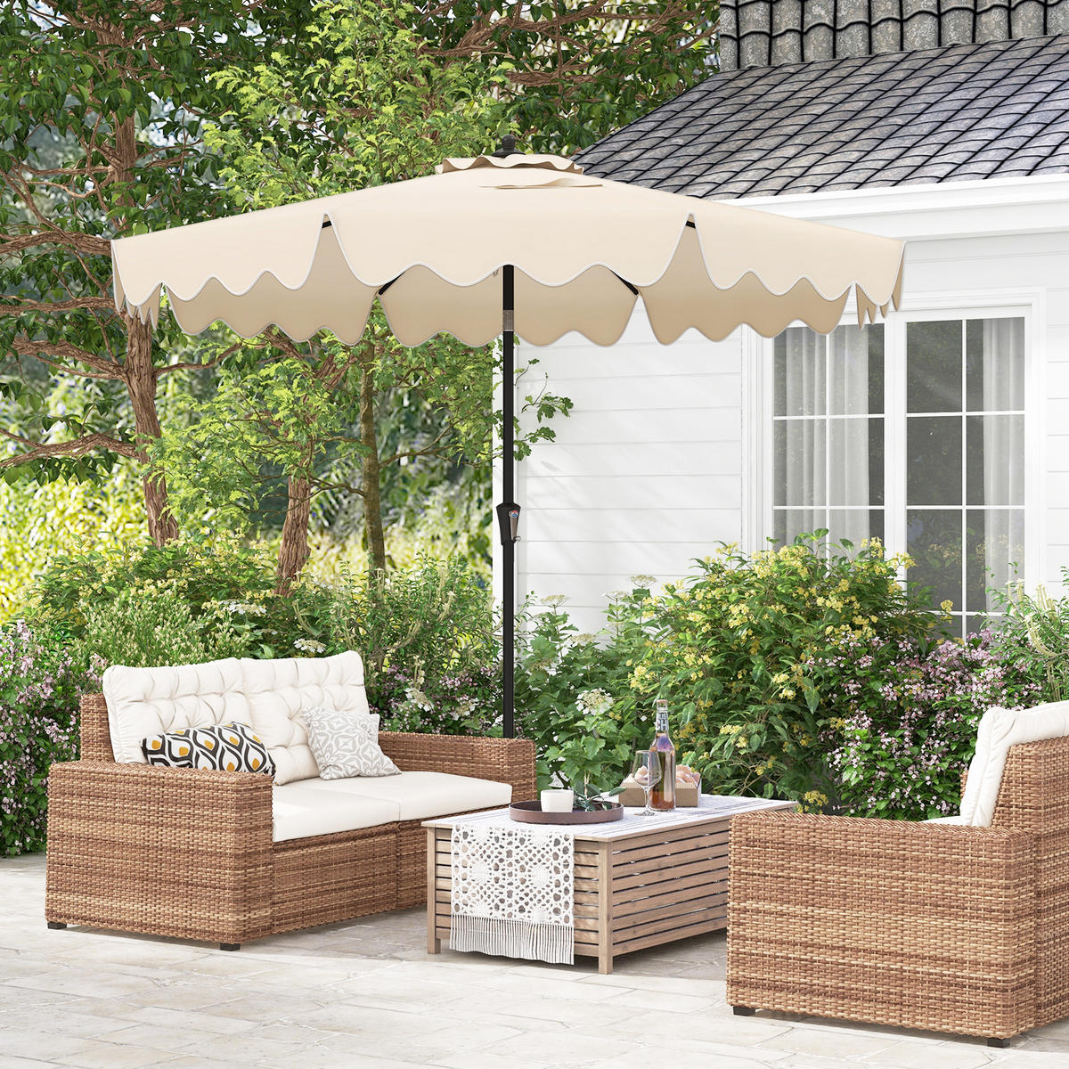TERRASSENSCHIRM Beige - Beige, Kunststoff (280/280cm) - COSTWAY