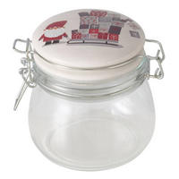 GLASBEHÄLTER Porzellandeckel Monti 450 ml - Transparent/Multicolor, Glas (10.4/11.3/12.9cm) - Boltze Home