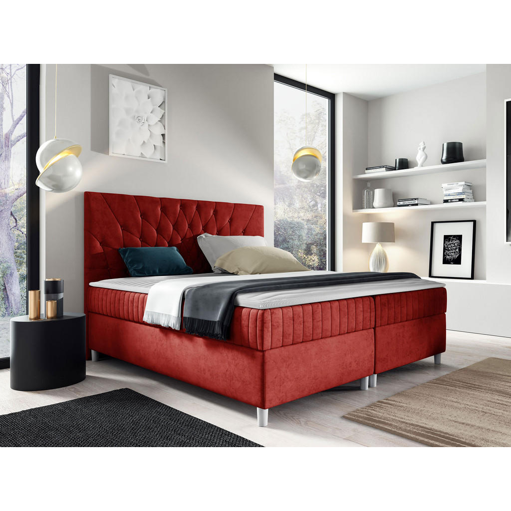 Thumbnail - Mirjan24 Boxbett, Rot, Holz, H3, 140x200 cm, Schlafzimmer, Betten, Boxspringbetten
