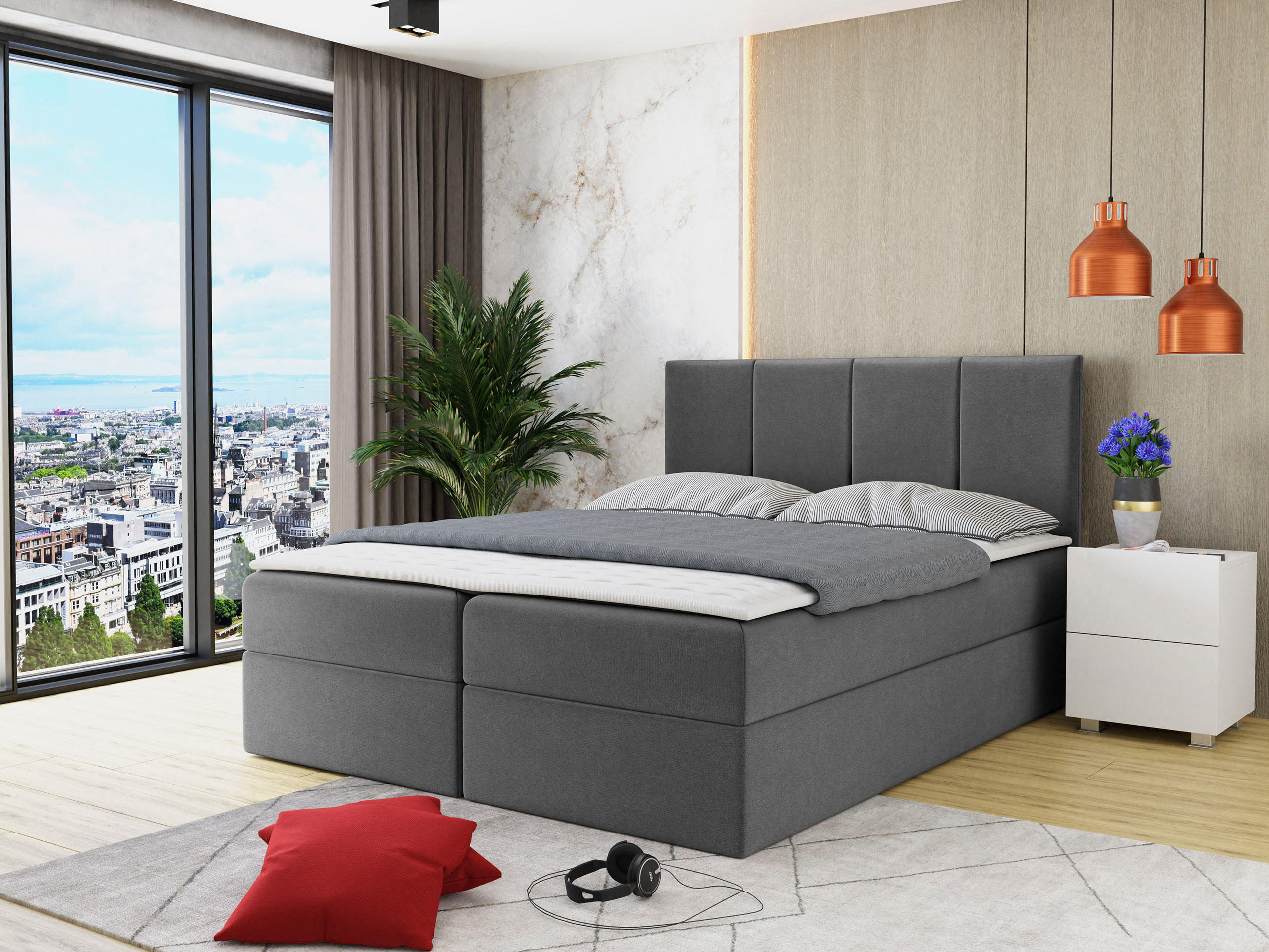 BOXBETT Rebos - Grau, Holz/Textil (140/200cm) - MIRJAN24