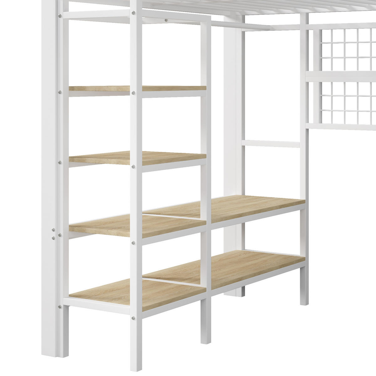 HOCHBETT aus Metall 140x200 cm in Weiß mit LED-Lichtleiste & Ablagefach - Weiß, Metall (140/200cm) - Modfu