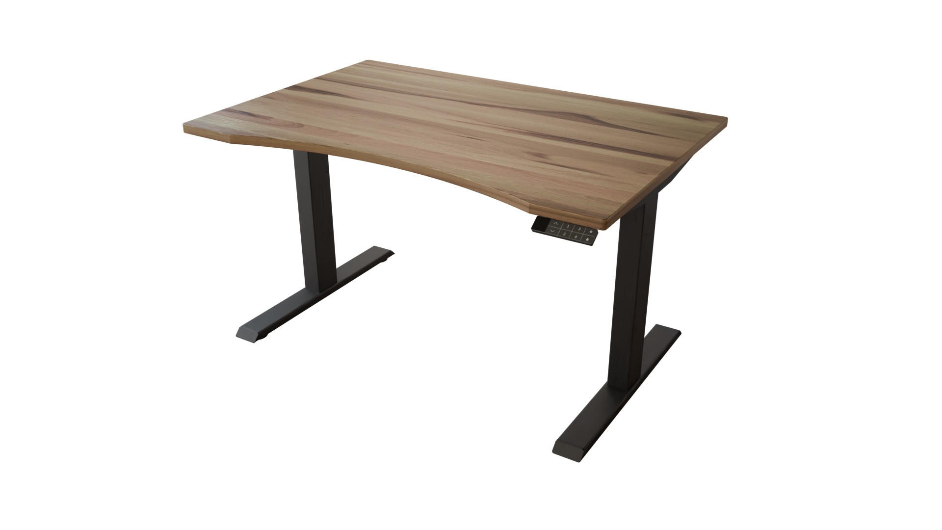 SCHREIBTISCH 120/80/65 - 130 cm elektrisch höhenverstellbar aus Kernbuche ergonomisch - Schwarz/Braun, Holz (80/120/65cm) - MeinMassivholz