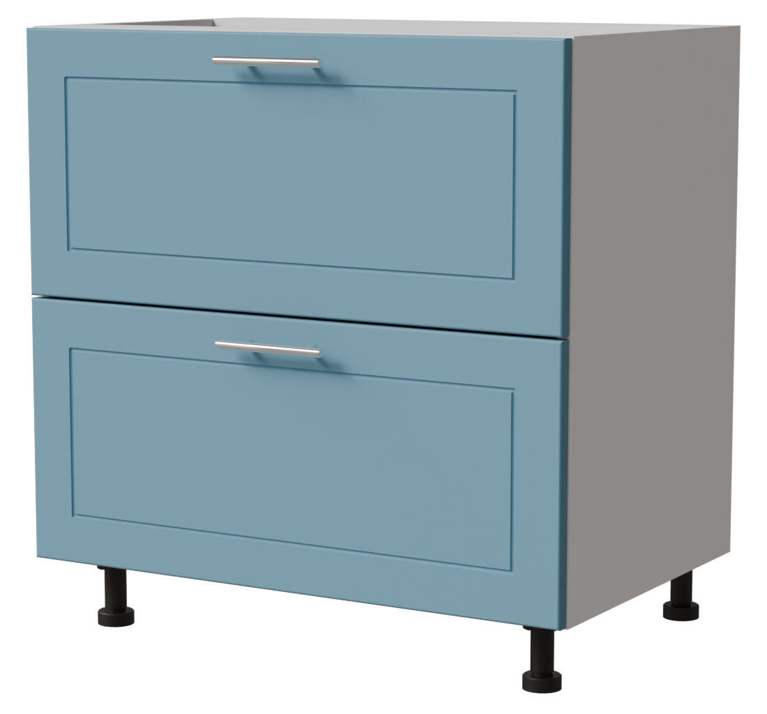 SCHUBLADENUNTERSCHRANK Bari D2/80 Weiß / RAL 5024 pastellblau 80 / 50 / 82cm HETTICH Vollauszug - Blau/Weiß, Holz/Holzwerkstoff (80/82/50cm) - Feldmann-Wohnen