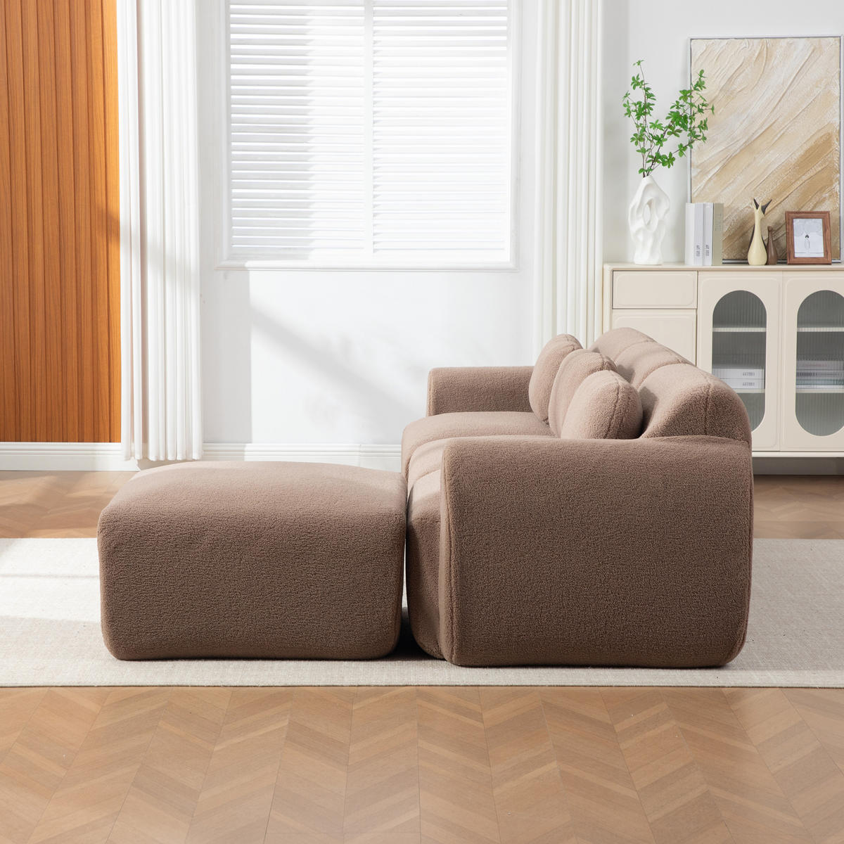 ECKSOFA Chenille Camel - Braun, Textil (271/177cm) - WISHDOR
