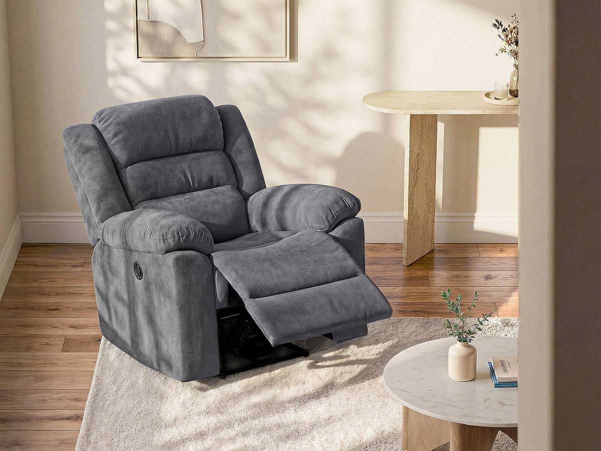 RELAXSESSEL - 1 Person - stoff - grau Burolo - Grau, Textil (92/103/95cm) - Vente-Unique