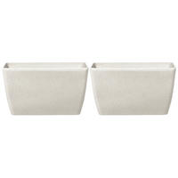 BLUMENTOPF 2er-Set hellbeige rechteckig 74/32/45 cm Baris - Beige, Stein (45cm) - Beliani