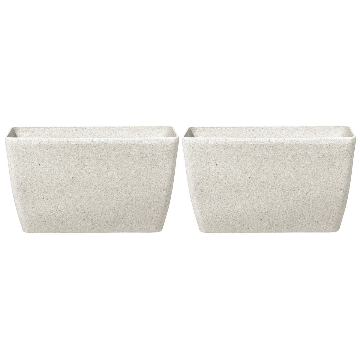BLUMENTOPF 2er-Set hellbeige rechteckig 74/32/45 cm Baris - Beige, Stein (45cm) - Beliani