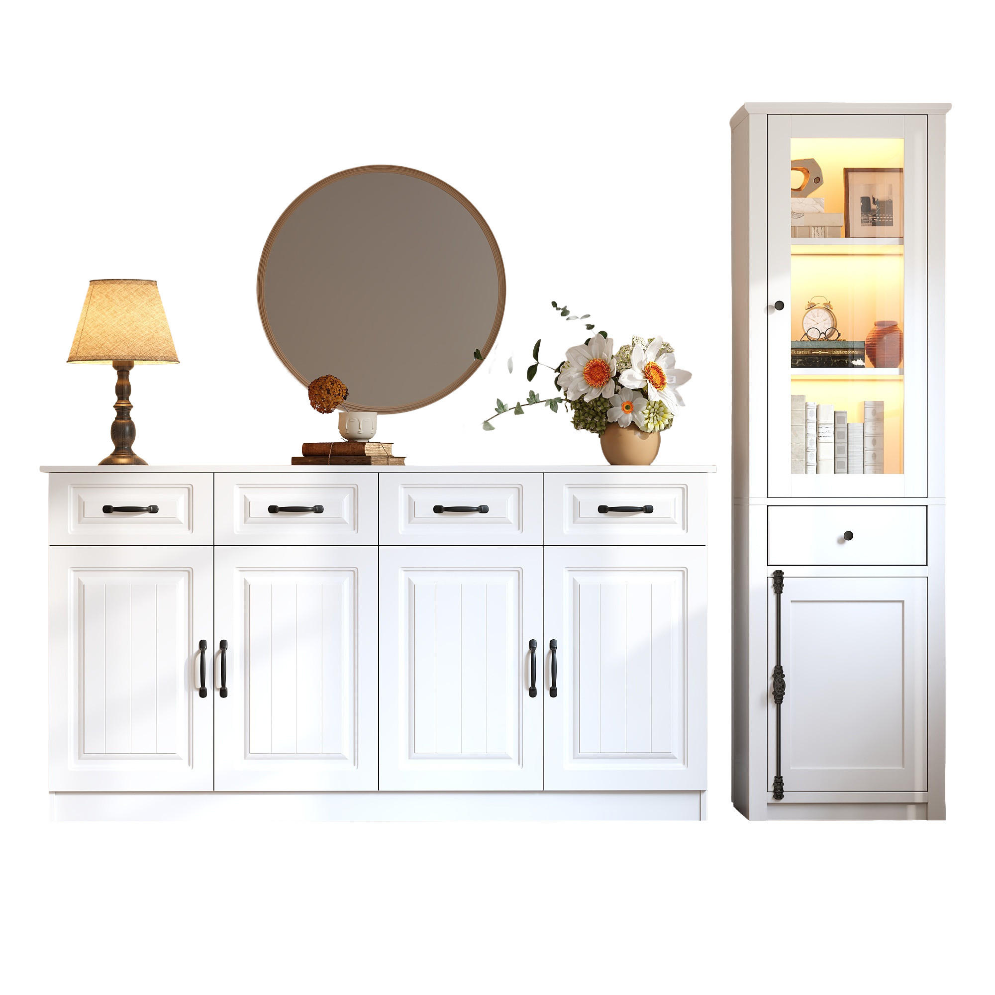 DULAP LIVING alb MDF set 2 piese