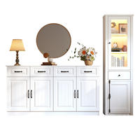 SCHRANK SET 2teilig Vitrine Weiß MDF Aufbewahrungsschrank - Weiß, Holzwerkstoff (160/80/35cm) - FLIEKS