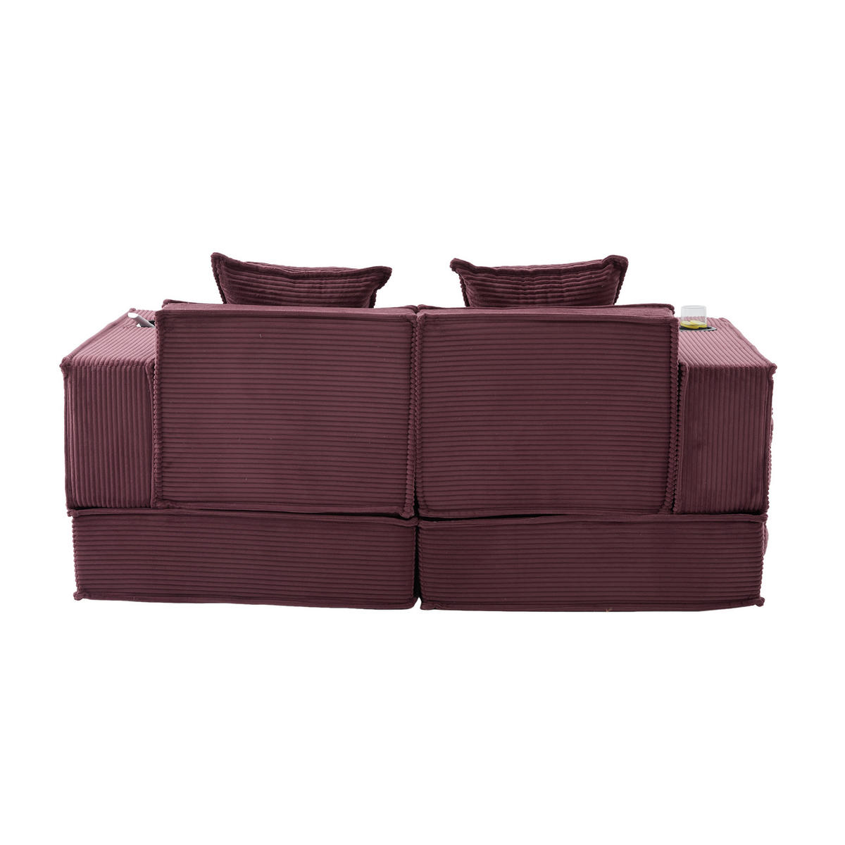 SCHLAFSOFA DE-33894 mit Fußhocker und Becherhalter Weinrot - Weinrot, Textil (78/66/162cm) - ComfortXL