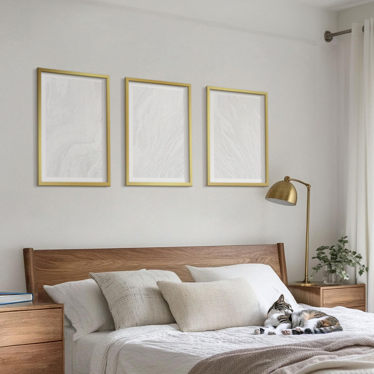 BILDER SET 3er Set - 40x60 cm Goldrahmen - Elegante Marmorstruktur - Goldfarben, Kunststoff (40/60cm) - TULUP