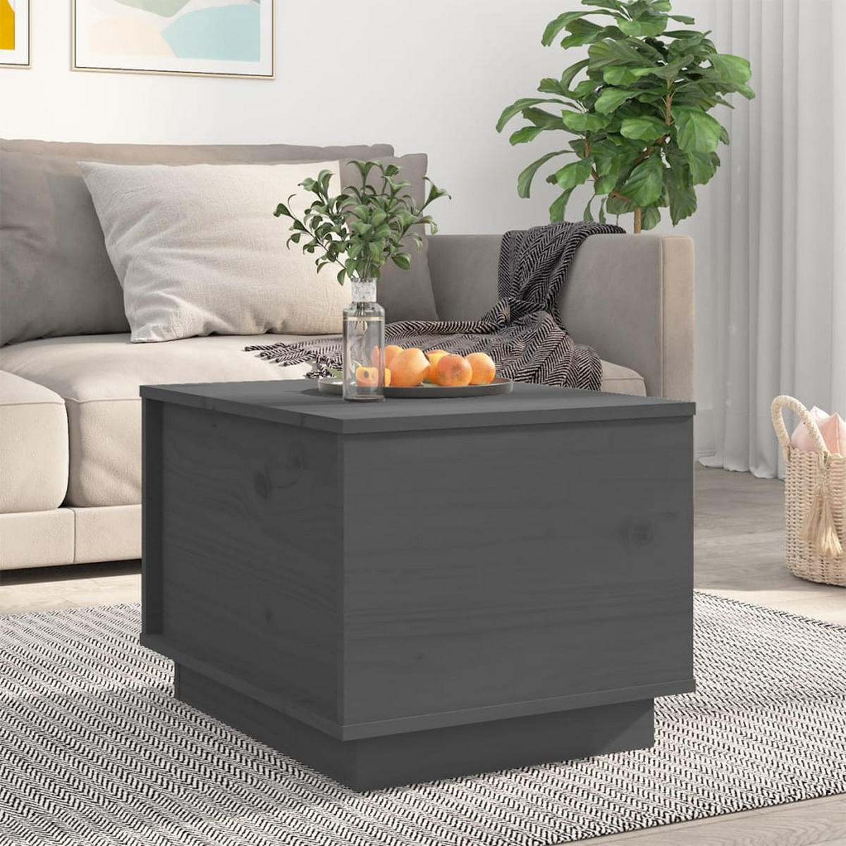COUCHTISCH Grau 40x50x35 cm Massivholz Kiefer - Grau, Holz (40/50/35cm) - furnicato