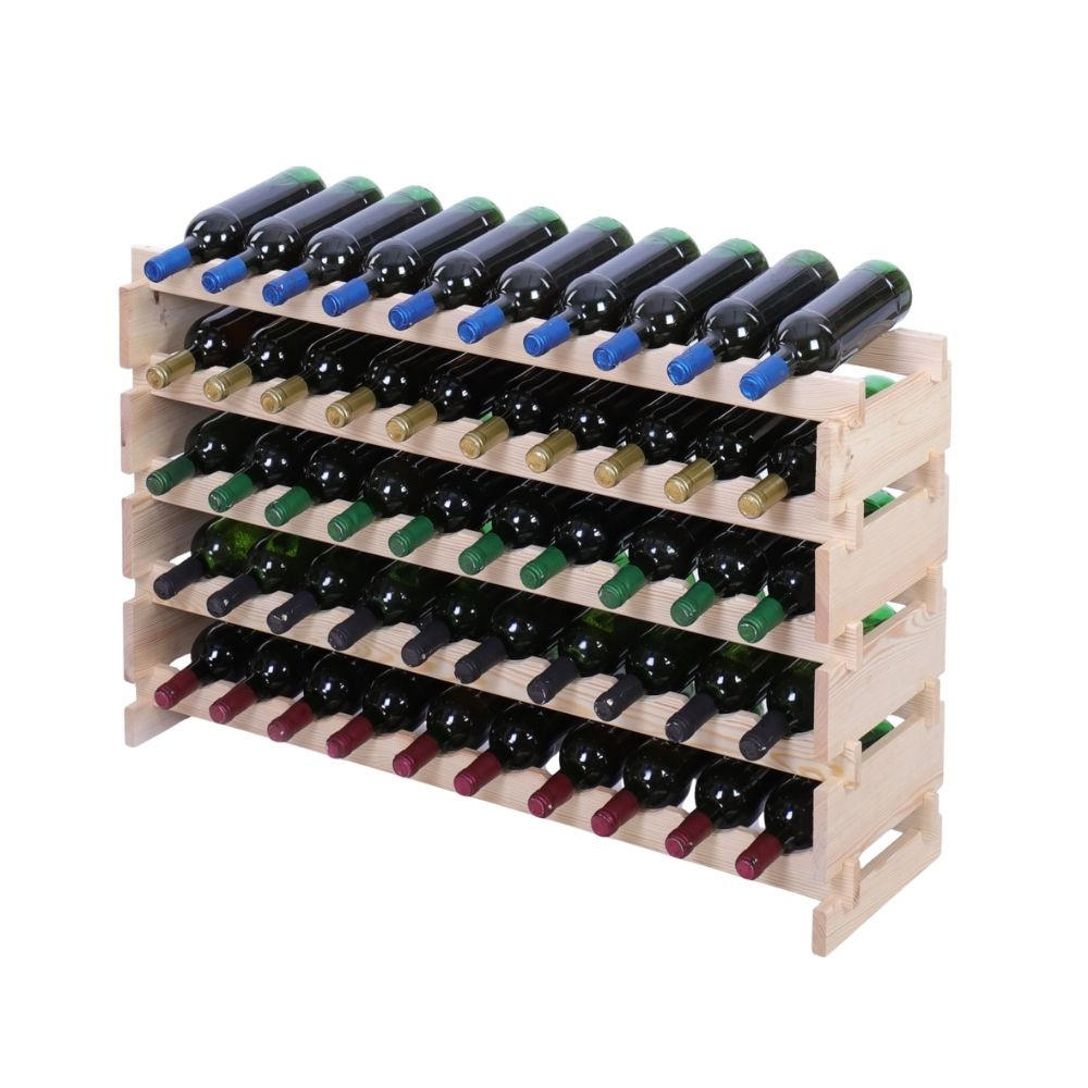 WEINREGAL VINOTECA FLEX PRO HxBxT 65x103x28cm 50 Flaschen auf 5 Ebene Natur unbehandelt - Naturfarben, Holz (103/65/28cm) - PROREGAL