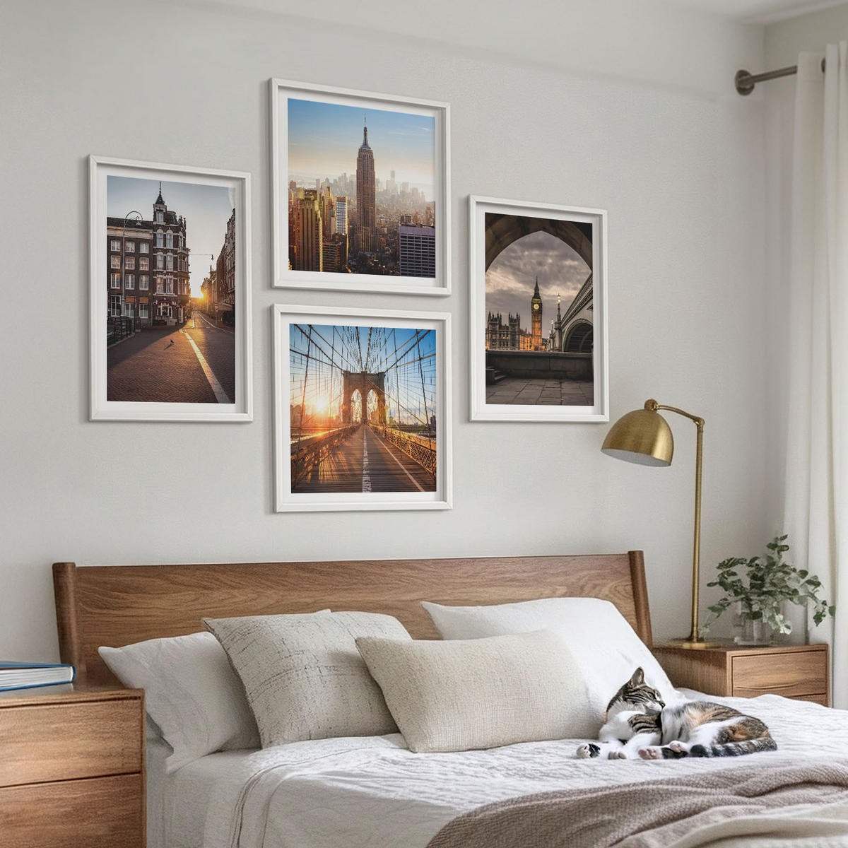 WANDBILDER 4er-Set - 50x50 cm & 40x60 cm Weißer Rahmen - London-Ansichtsgemälde-Set - Weiß, Kunststoff (50/50cm) - ArtPrintCave