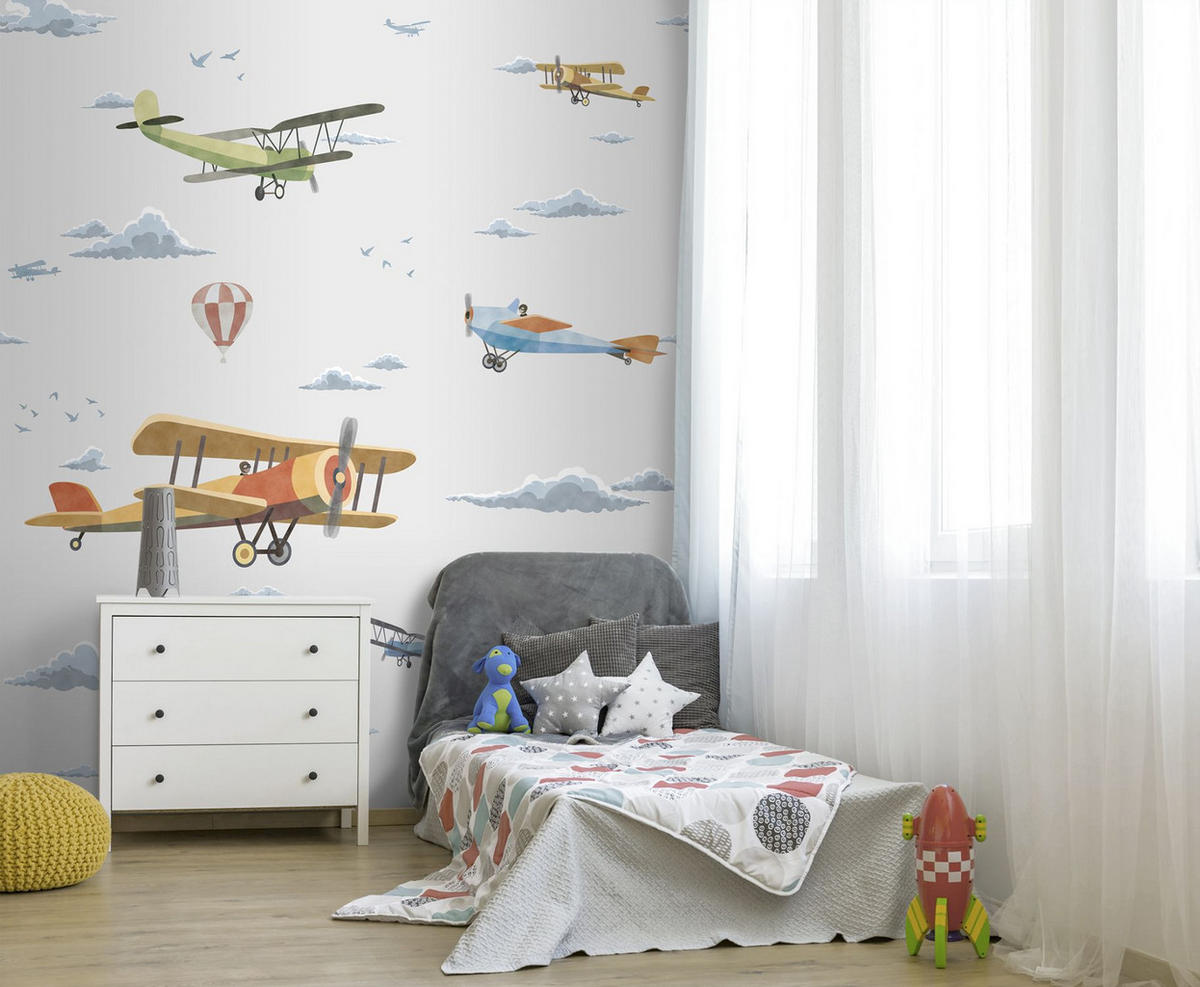FOTOTAPETE Flugzeuge 212 x 275 cm - Braun, Papier (212/275cm) - Sanders & Sanders
