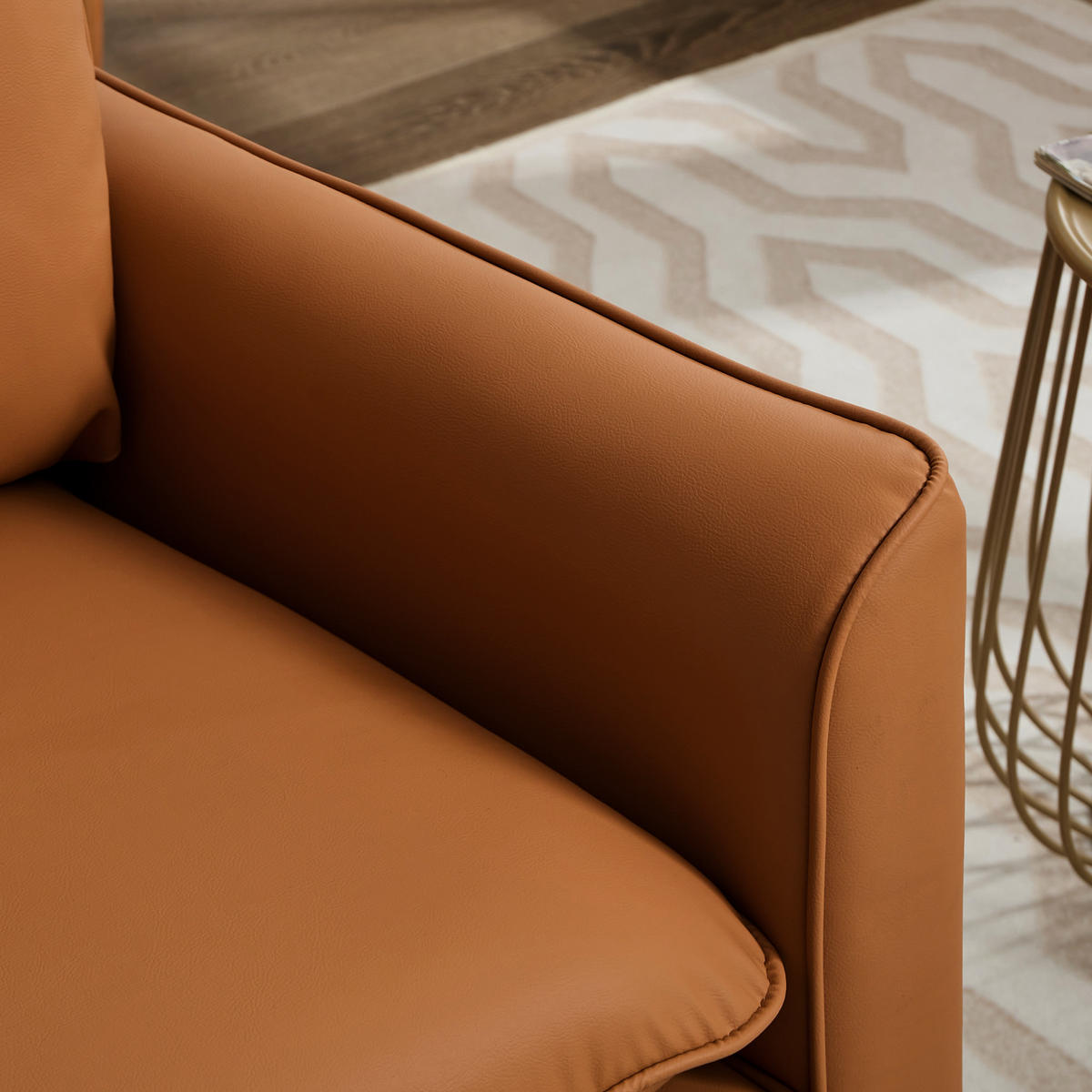 SESSEL Kunstleder Braun mit kissen - Braun, Holzwerkstoff/Textil (80/80/68cm) - WISHDOR