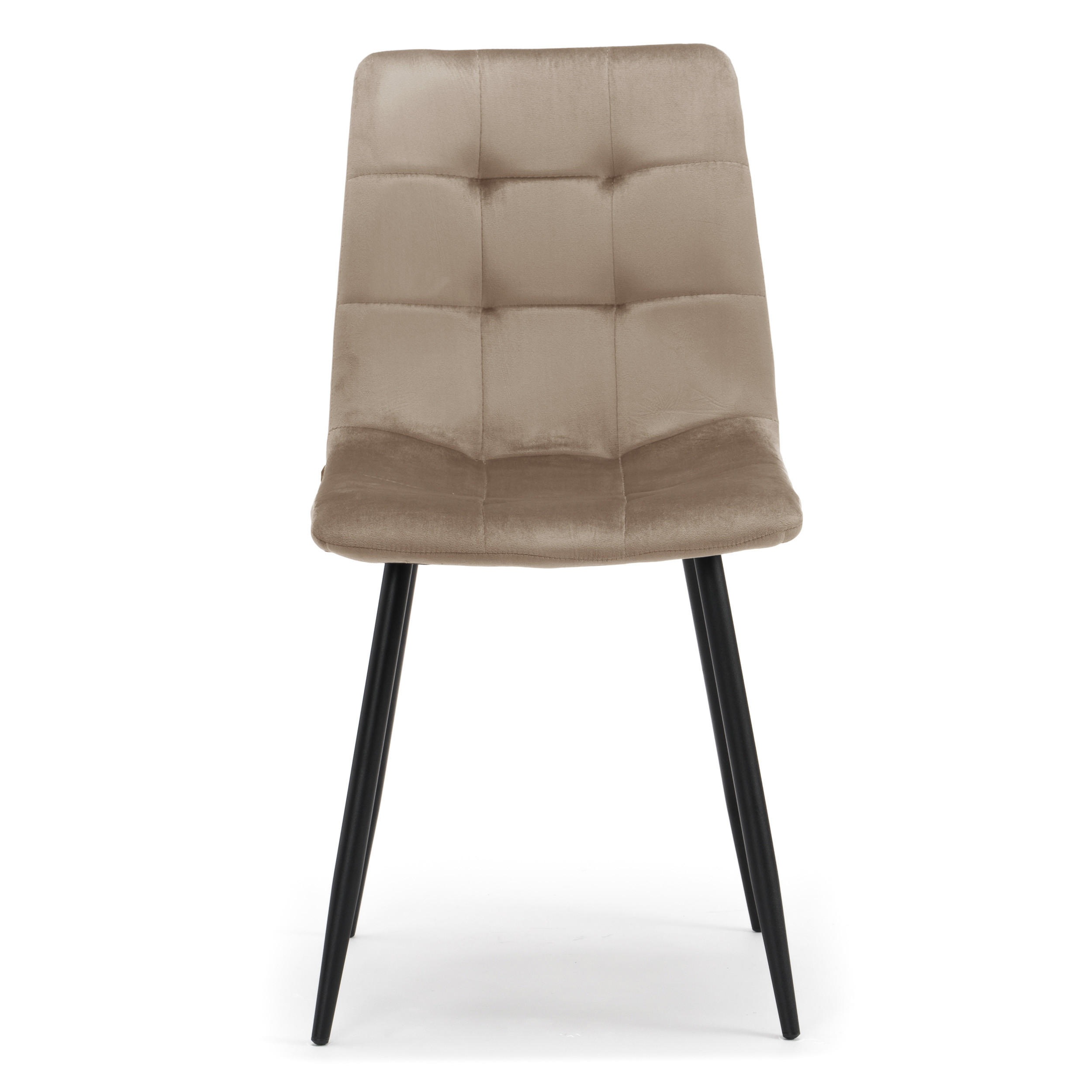 STUHL PARMA gepolsterter mit Steppung - dunkelbeige - Samt Velour - Beige/Schwarz, Textil/Metall (45/88/55cm) - NEW HOME