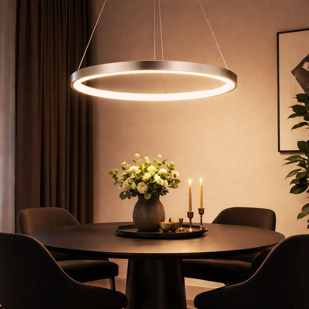 LED HÄNGELEUCHTE RALPH Silber Nickel-matt - Silberfarben, Metall (38.5/38.5/120cm) - Globo Lighting