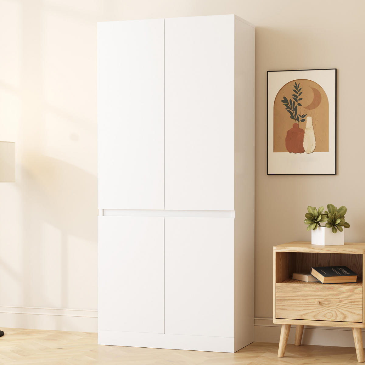 KLEIDERSCHRANK 70x40x170cm 2 Türen Stauraum Weiß - Weiß, Holz (70/170/40cm) - FLIEKS