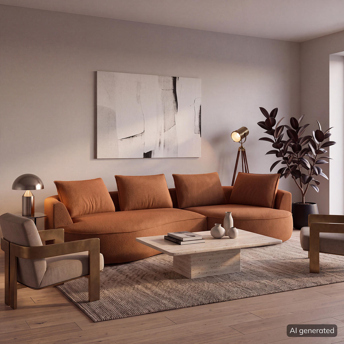 BIGSOFA - Beige/Schwarz, Kunststoff/Textil (322/82/154cm) - home24