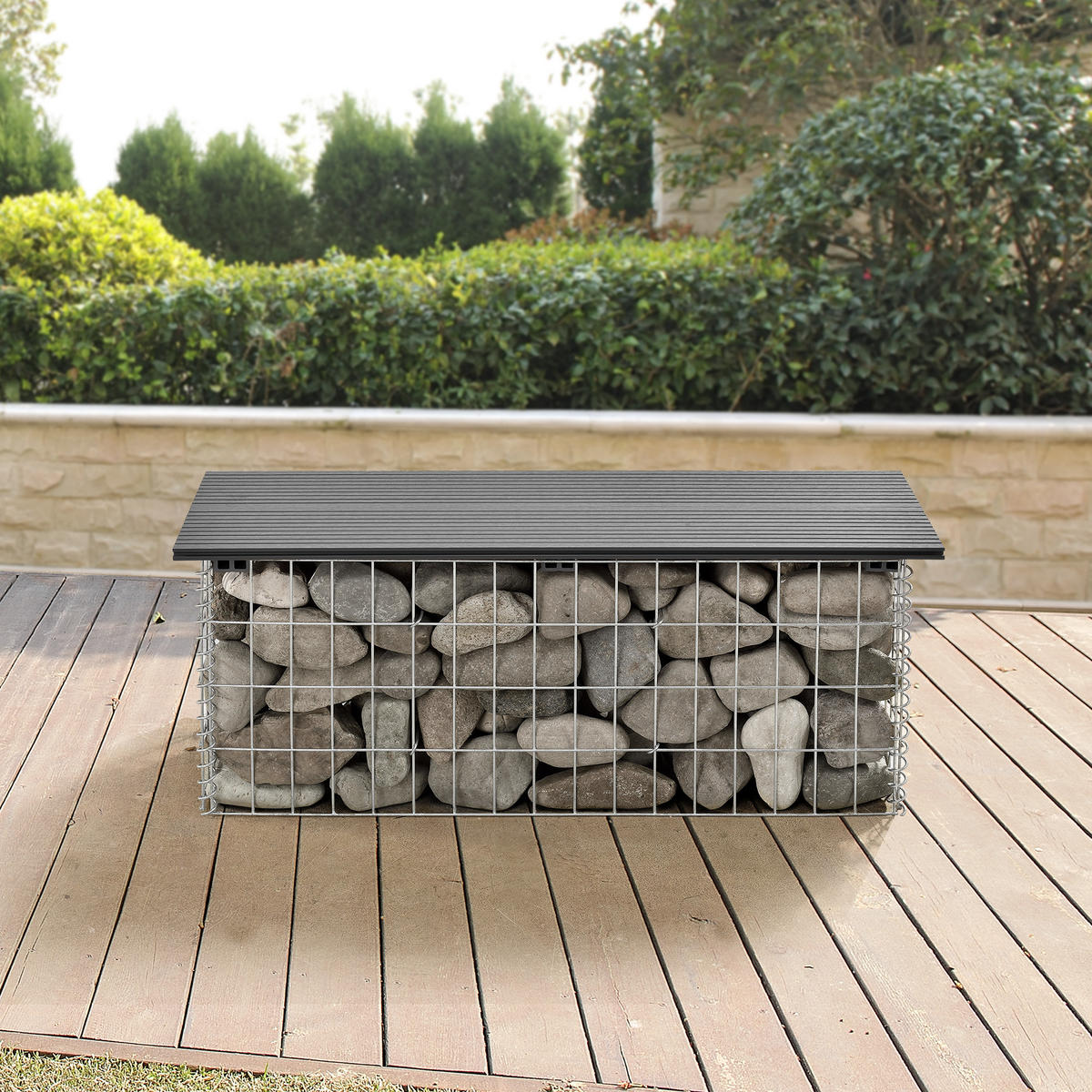 GABIONENBANK - Grau, Kunststoff (100/45/30cm) - pro.tec
