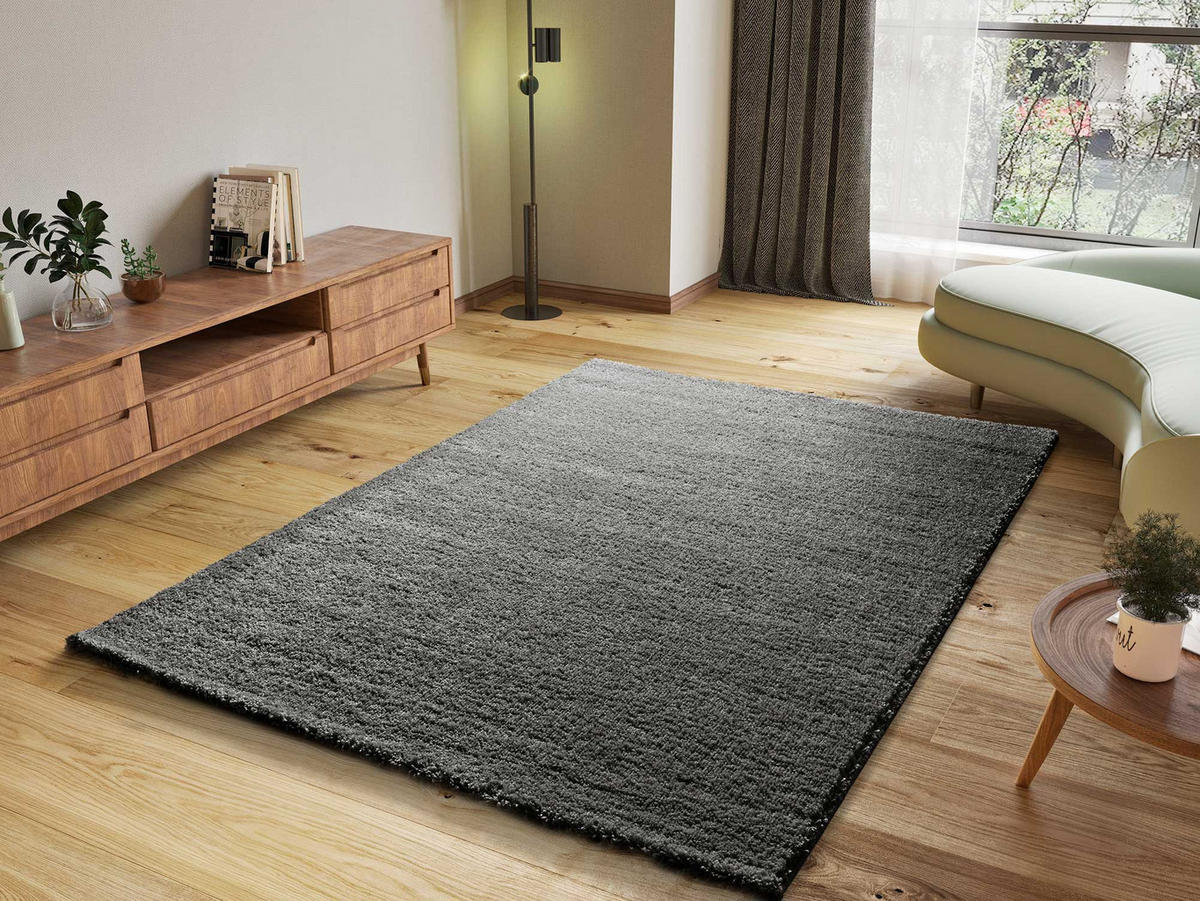 HOCHFLORTEPPICH Anthrazit Atlas 160/230 cm - Anthrazit, Naturmaterialien/Textil (160/230cm) - Atticgo