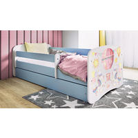 KINDERBETT Ballon 70x140 cm mit Schublade, Rausfallschutz & Lattenrost, Blau - Blau, Holzwerkstoff (70/140cm) - RAUMHIRSCH FURNITURE