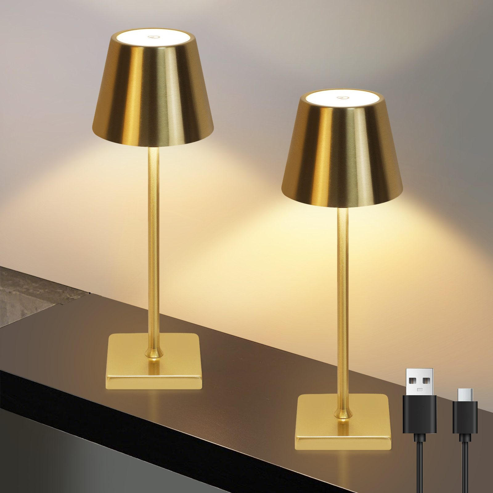 TISCHLAMPE Nebellichtis 11.9/10.0/35.5 cm - Goldfarben, Metall (35.5/11.9/10cm) - ZMH