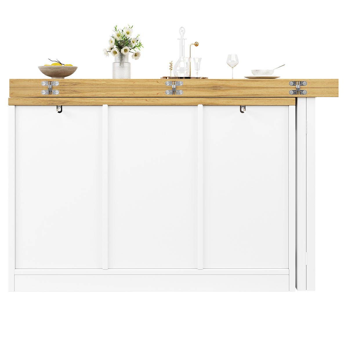 BARTISCH DE-38584 ausziehbar 120-197 cm 360° drehbar Eiche/Weiß - Weiß, Holzwerkstoff (40/120/72cm) - ComfortXL