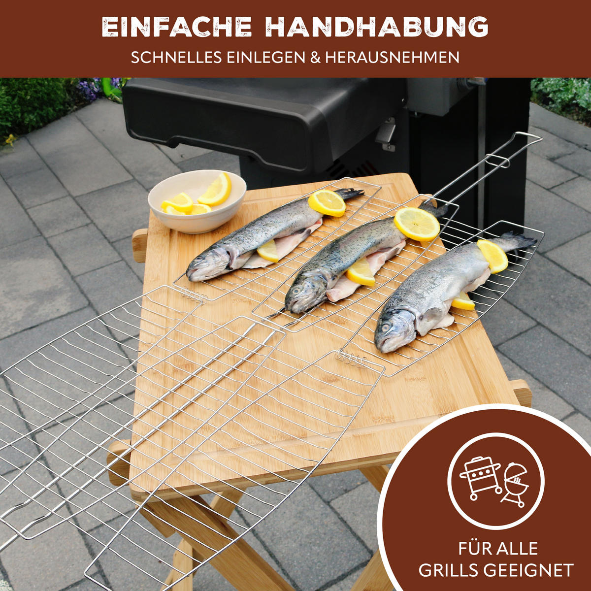 FISCHGRILLER, silber, Edelstahl - Edelstahlfarben, Metall (39.5/39.5/65cm) - bremermann