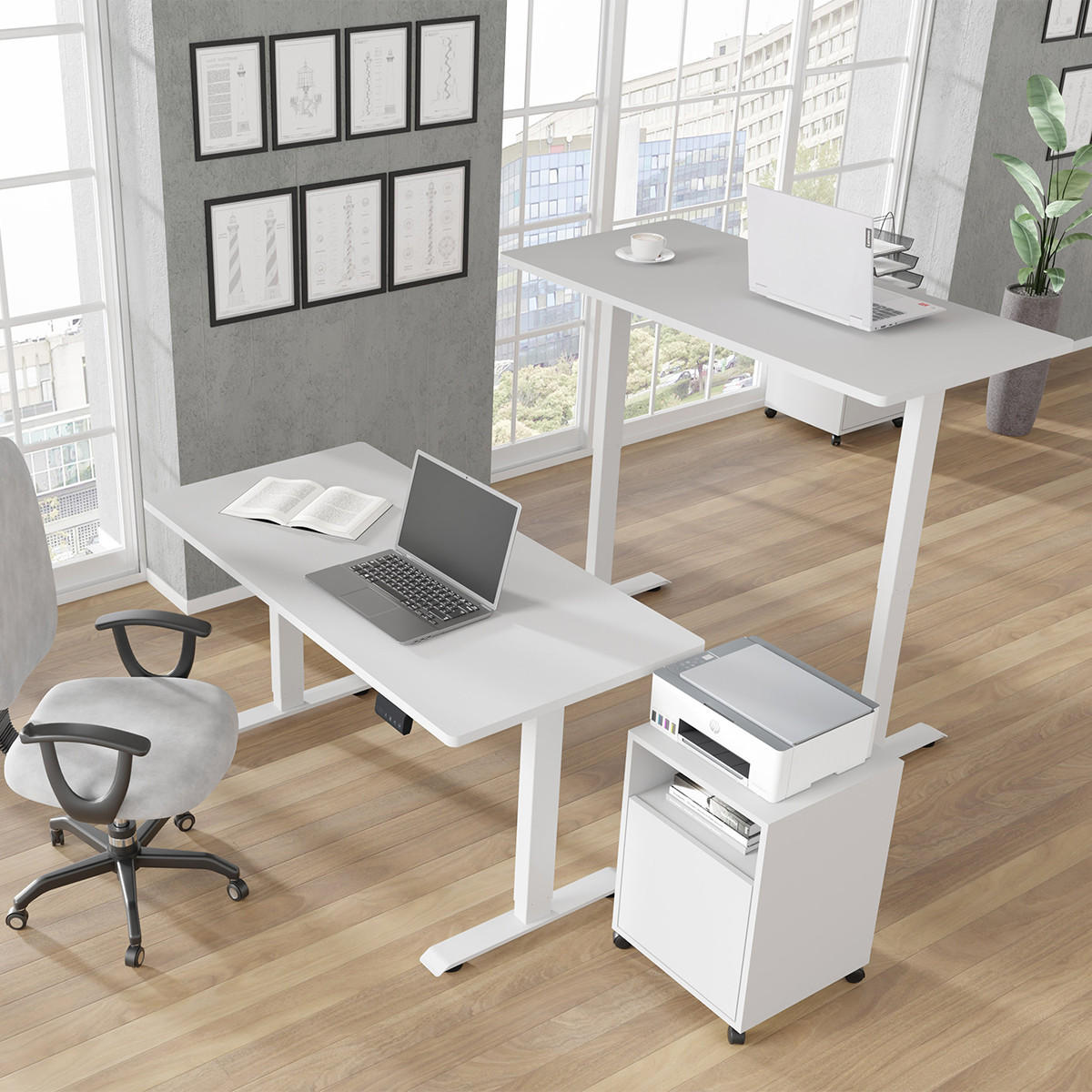 SCHREIBTISCH Ergo Weiß matt - Weiß, Holzwerkstoff (70/140/73cm) - Petits-meubles