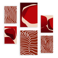 POSTER Set Mit 6 Rote Steine In Form Abstracts Ästhetische Dekorative Gemälde Für Ihr Wohnzimmer, Schlafzimmer, Zuhause A3 & A4 Rahmenlos - Klar, Papier (29/3cm) - Nacnic