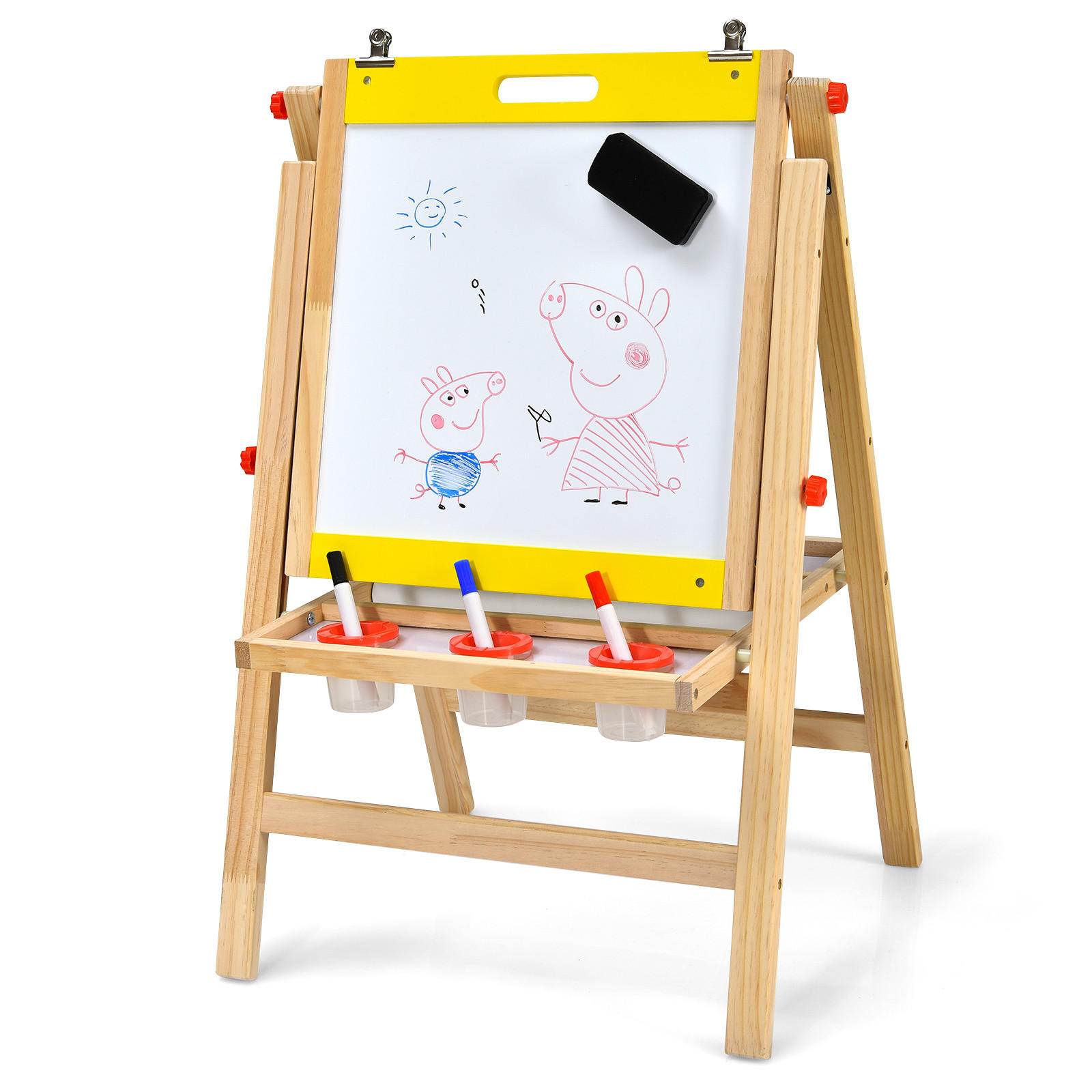 KINDERSTAFFELEI Gelb - Gelb, Holz (50.5/104/53.5cm) - COSTWAY