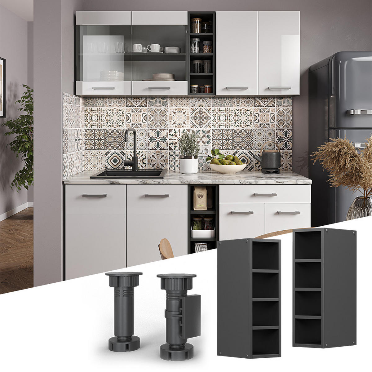 HÄNGESCHRANK R-Line Anthrazit 20 cm - Anthrazit, Holzwerkstoff (20/60/29cm) - Vicco
