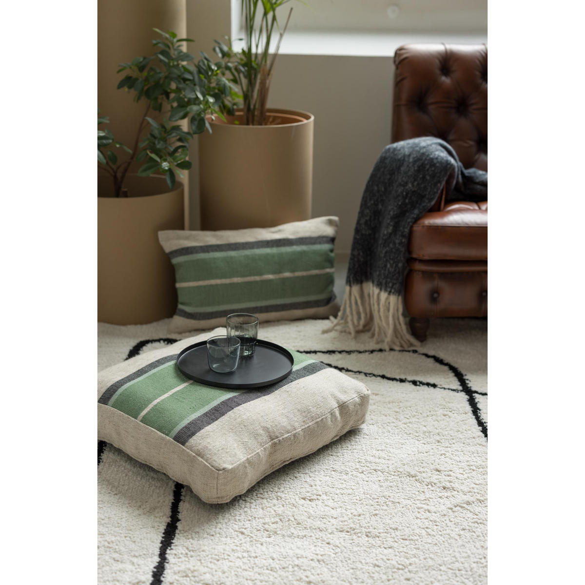 BODENKISSEN Gatsby eukalyptus 55 x 55 x 10 cm - Grün, Textil (55/55cm) - Vivaraise