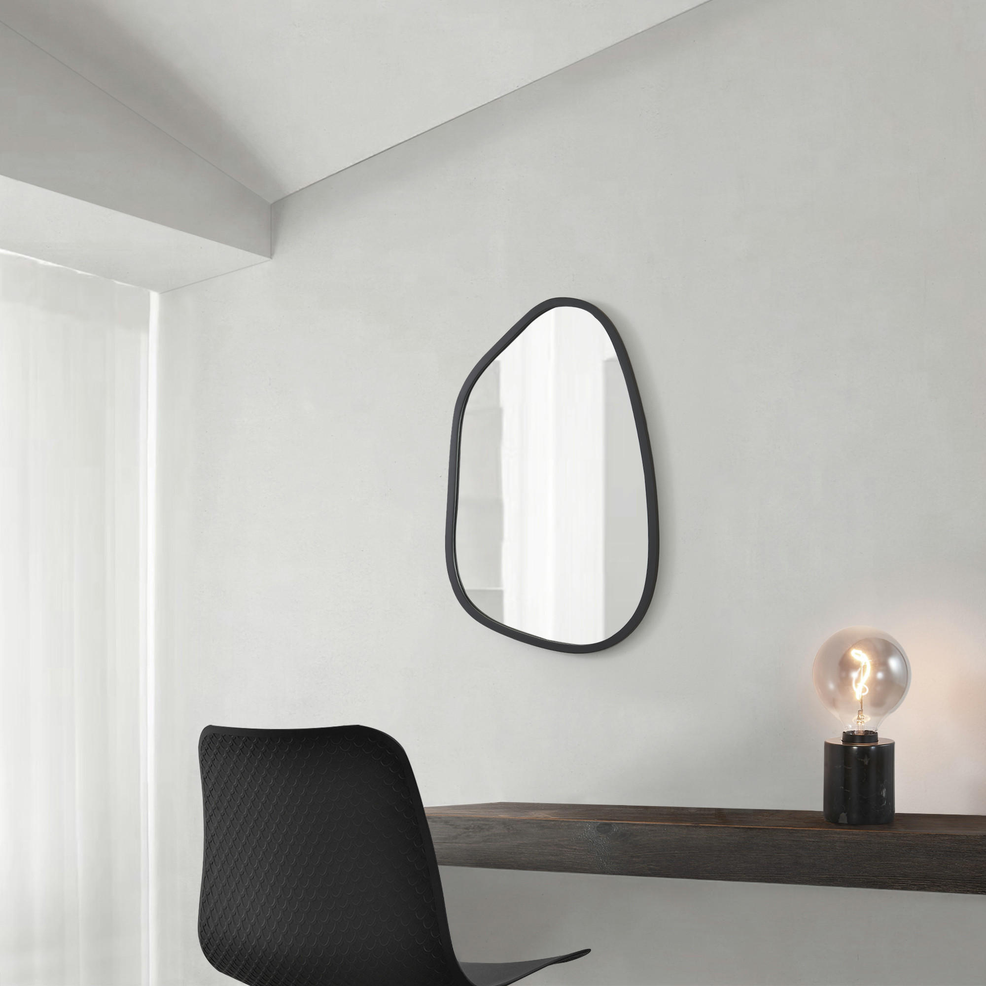 WANDSPIEGEL Filiano - Schwarz, Glas/Holzwerkstoff (58/80/1.8cm) - [en.casa]