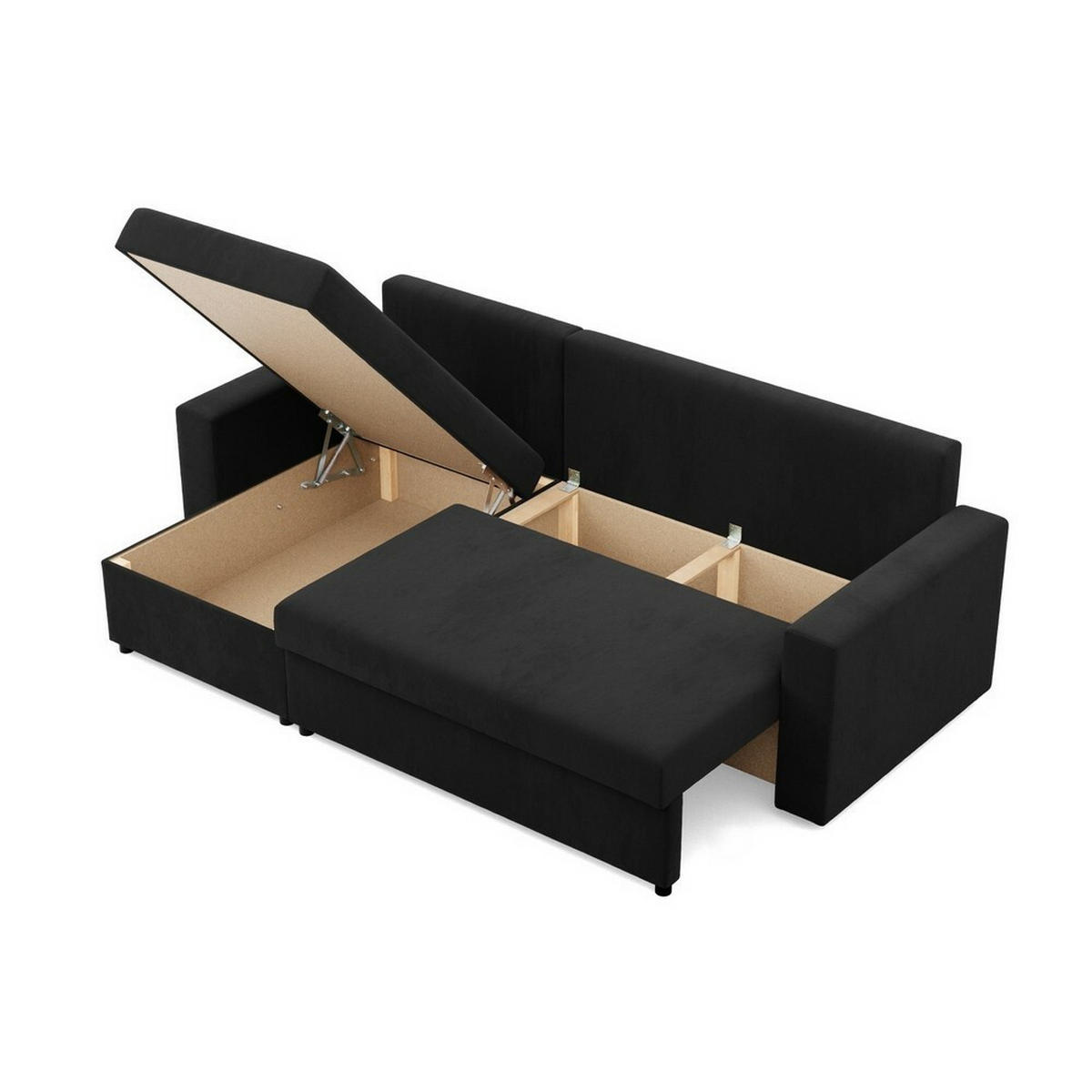 ECKSOFA Neo mit gerader Armlehnen schwarz - Schwarz, Textil (231/140cm) - SIMKAM Furniture