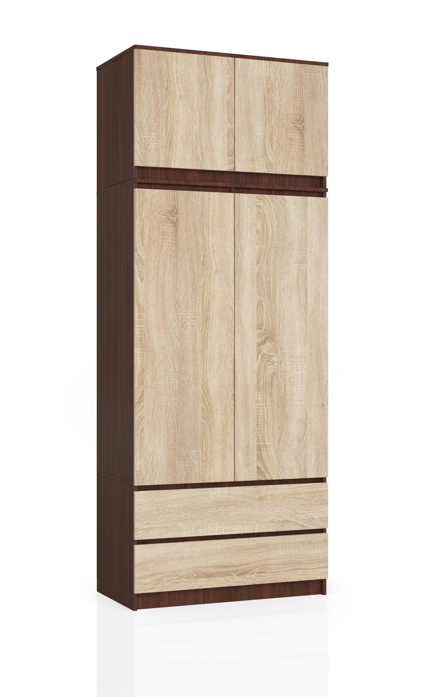 KLEIDERSCHRANK Dunkelbraun, Eiche Sonoma 234/90/51 - Dunkelbraun, Holzwerkstoff (90/234/51cm) - RAUMHIRSCH FURNITURE