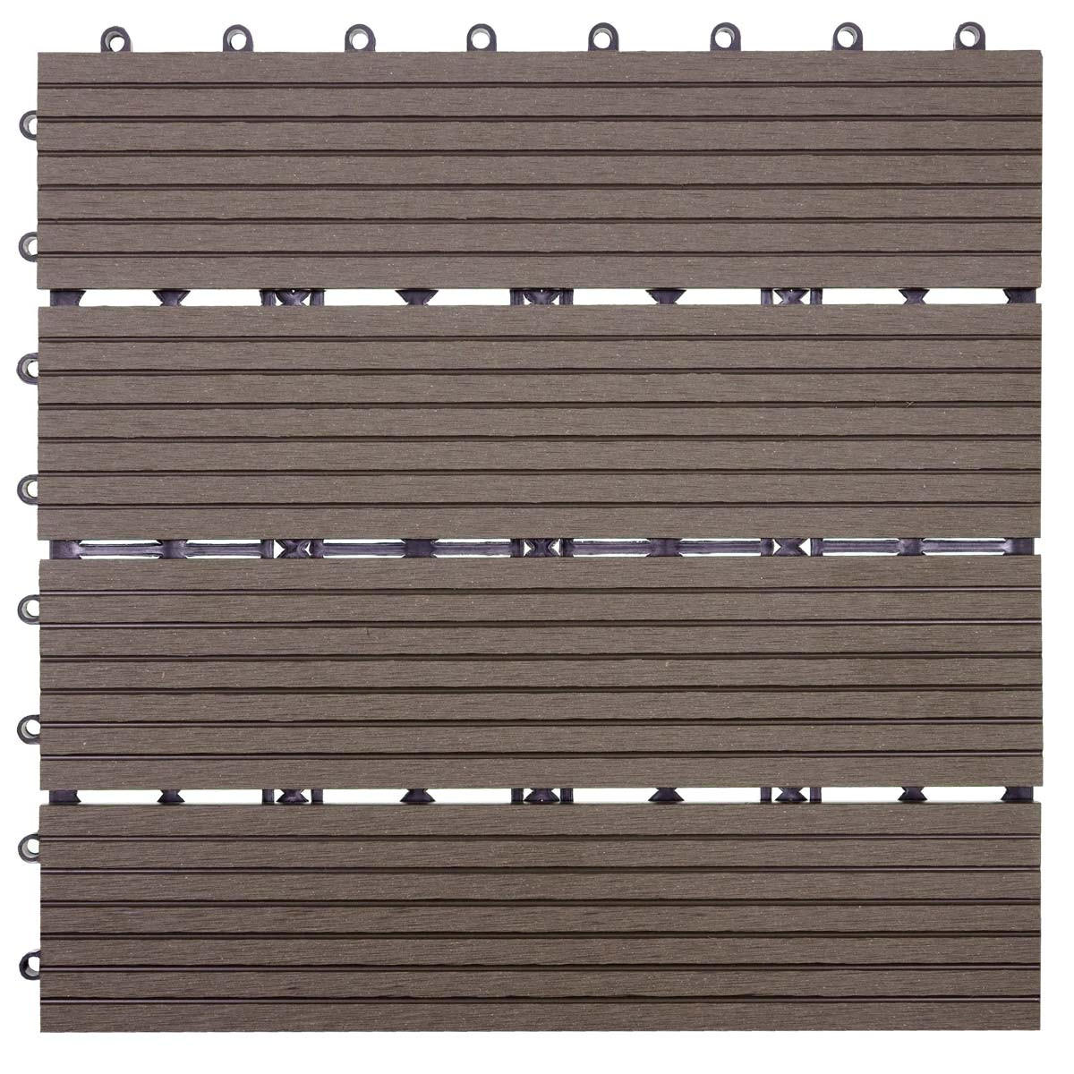 WPC BODENFLIESE 11x 30x30cm Basis Coffee linear - Braun, Kunststoff (30/30/2cm) - BERLINLODGE