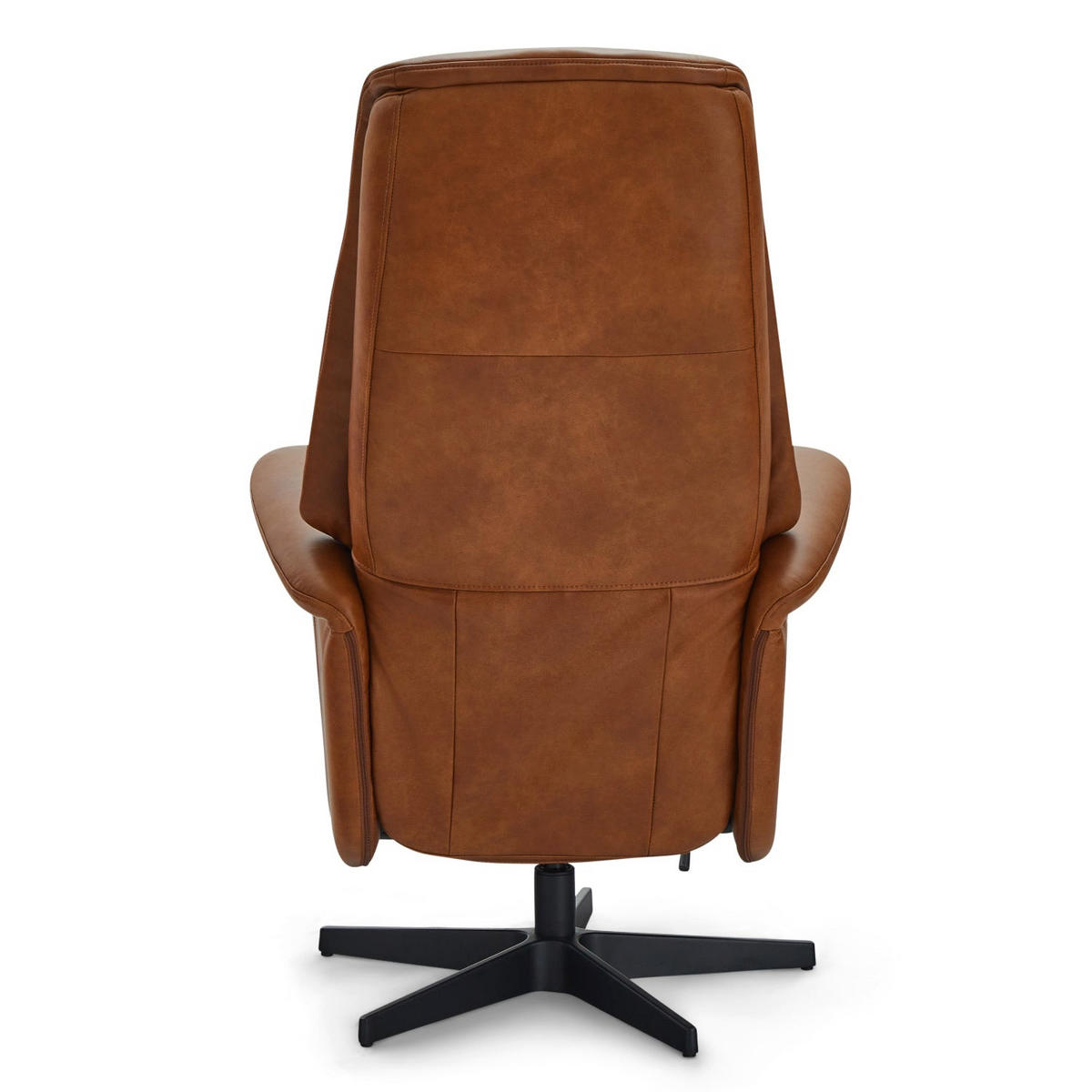RELAXSESSEL Echtleder Cognac Braun - Schwarz/Braun, Leder/Metall (90/114/79cm) - Furnhouse