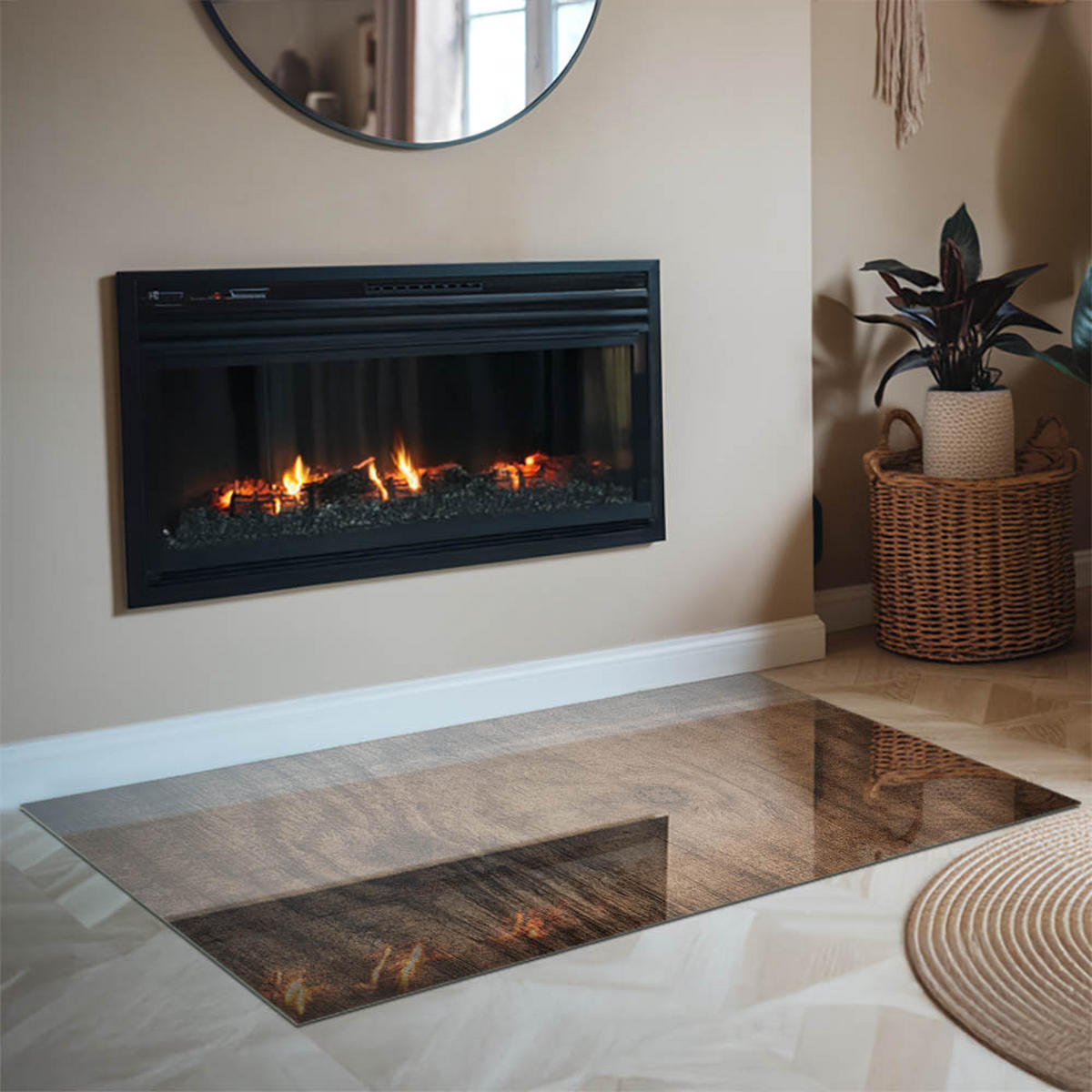 GLASPLATTE für Kamin 120x80 cm - Braun, Glas (120/80/0.4cm) - TULUP