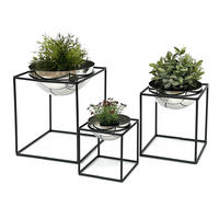 BLUMENHOCKER MIT Topf 3er Set Metall Schwarz Silber 96256 - Schwarz, Metall (25/35/25cm) - DanDiBo