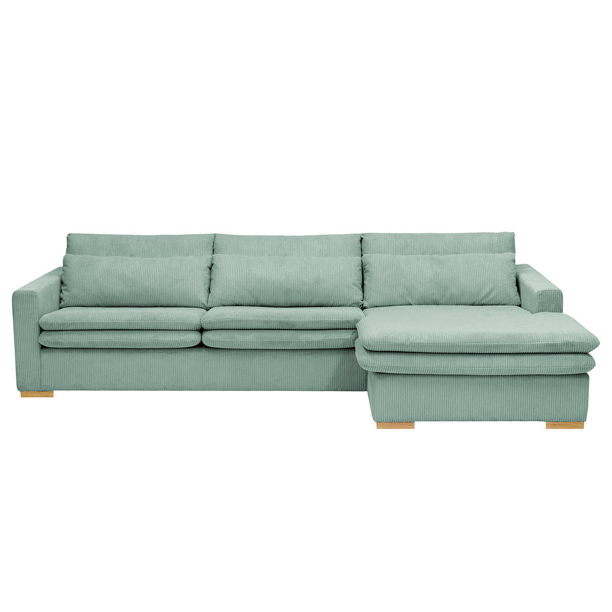 ECKSOFA mit Longchair - Blau, Textil (299/164cm) - home24