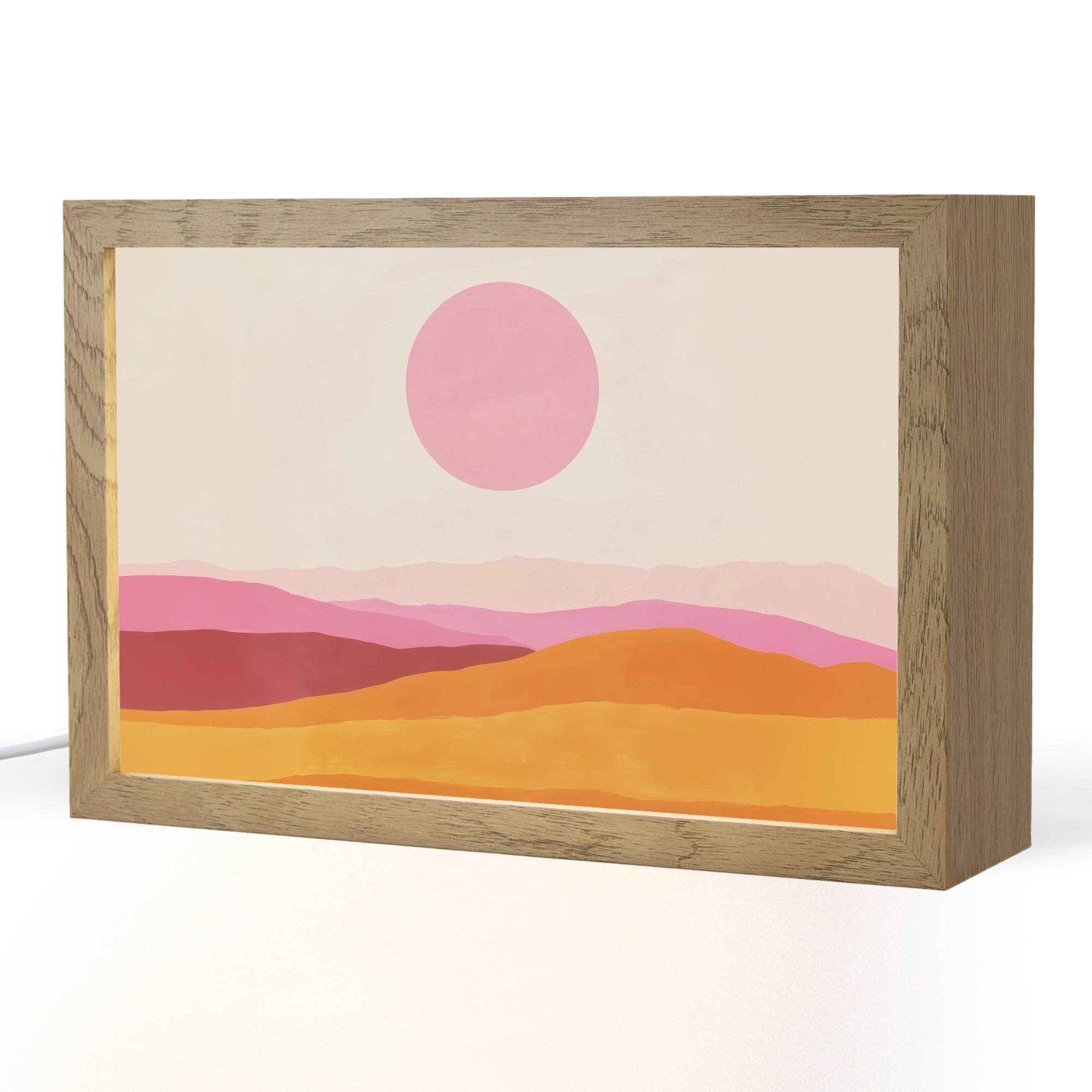 OnlyWow STOLNÍ LAMPA Kopce - oranžová - slunce - abstraktní 30x20 cm