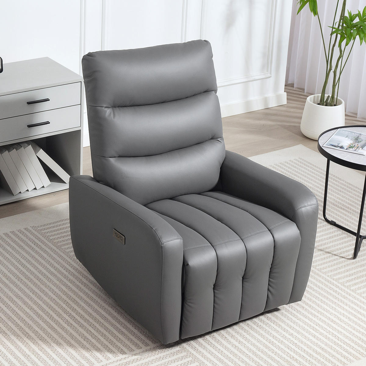 ELEKTRISCH Relaxsessel Fernsehsessel mit Liegefunktion, Schaukelfunktion Grau - Grau, Kunststoff (79/104/89.5cm) - HOMCOM