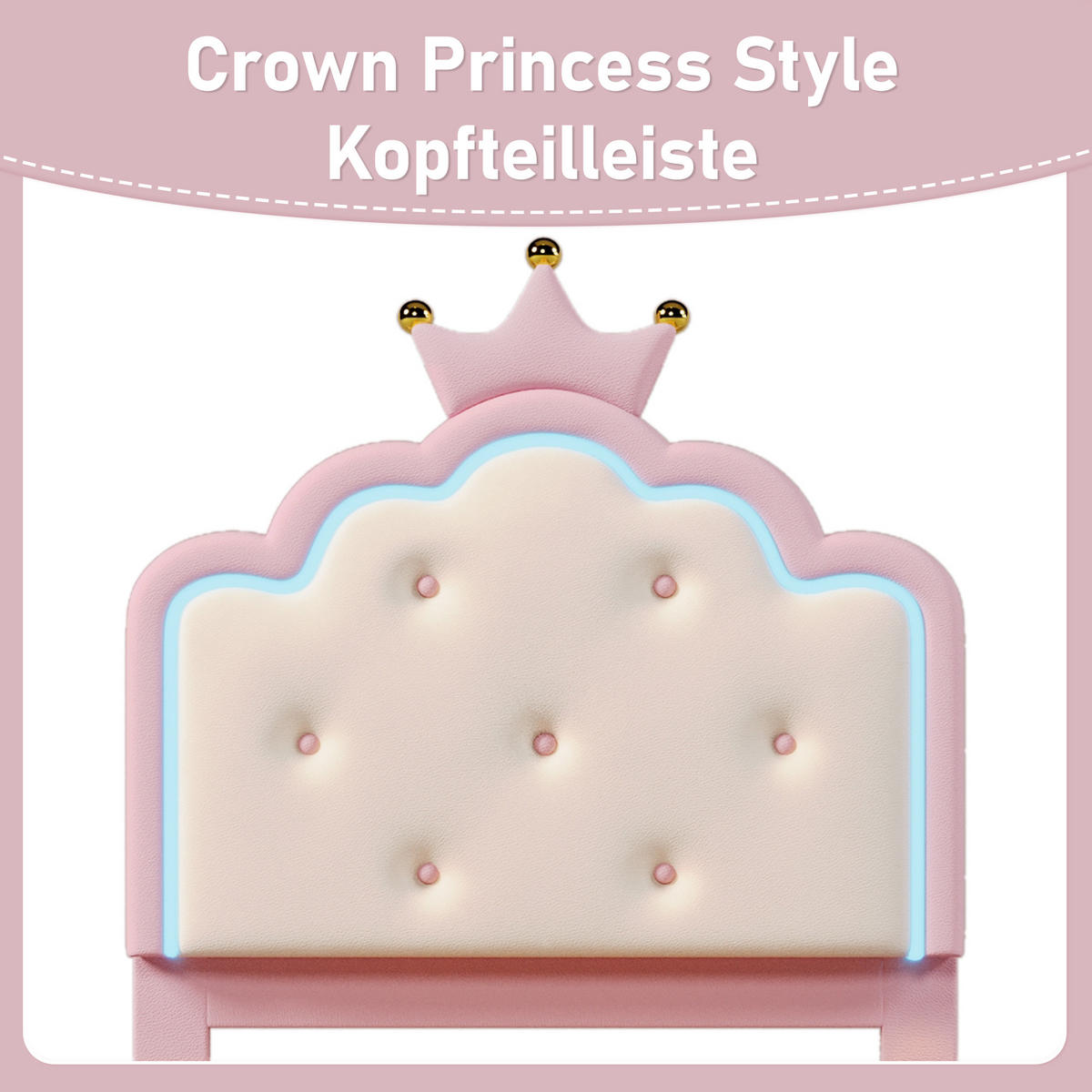 POLSTERBETT 90/200 cm Rosa mit Lattenrost und Ambiente-Licht - Rosa, Kunststoff (90/200cm) - OKWISH