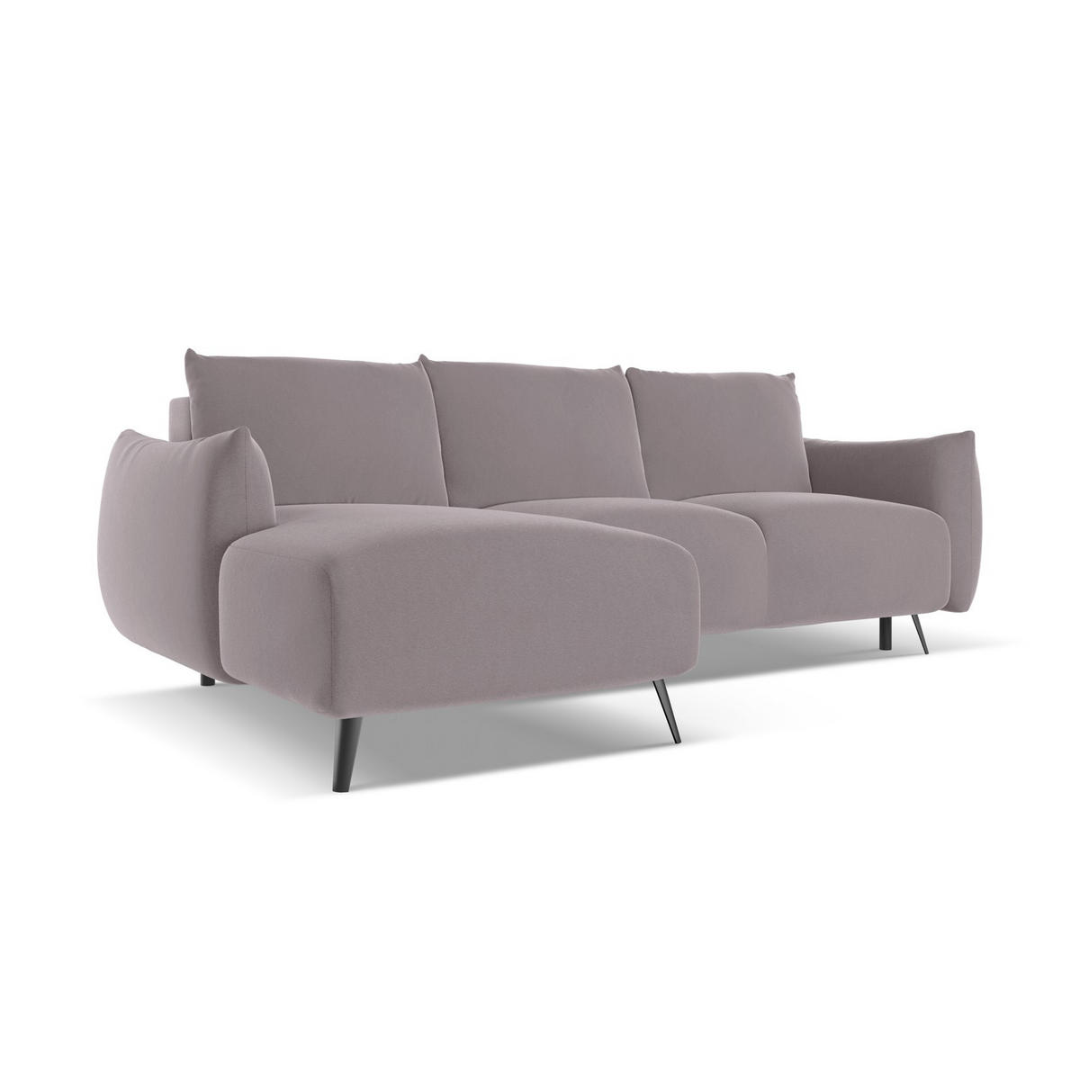 ECKSOFA mit Schlaffunktion Samt Stoff Violett - Lila/Flieder, Textil/Metall (162/242cm) - LaMiaSofa